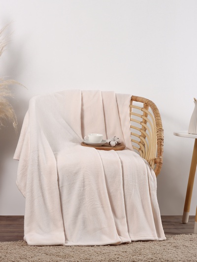 Плед Этель цв.молочный 150*200 см,100% п/э, корал-флис 220 гр/м2