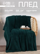 Плед «Этель», 200×220 см,100% п/э, корал-флис, изумрудный - Фото 1