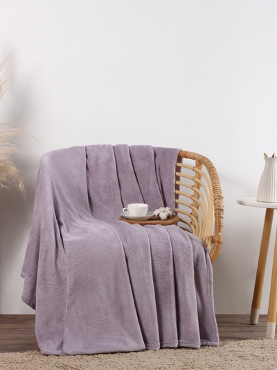 Плед «Этель», 180×200 см, корал-флис, сиреневый
