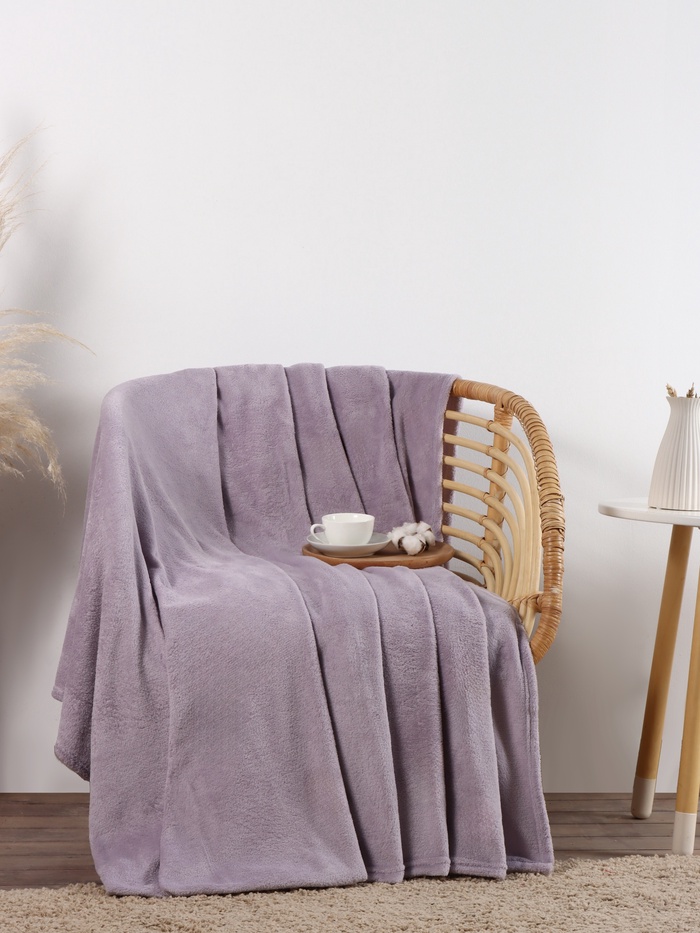 Плед «Этель», 180×200 см, корал-флис, сиреневый - Фото 1