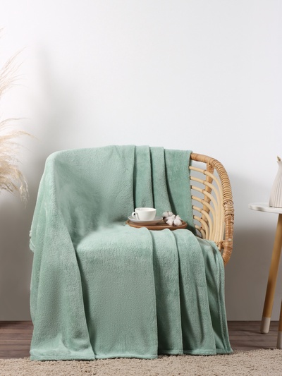 Плед «Этель», 180×200 см,100% п/э, корал-флис, мятный