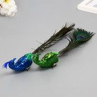 Фигурка - пушистик, декор на прищепке «Тропическая птица с пером павлина», 5.5×8×35 см, МИКС - Фото 1