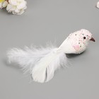 Фигурка-пушистик, декор на прищепке «Голубки с блестками и длинным хвостом», набор 2 шт., белые, 5×6×15 см - Фото 2