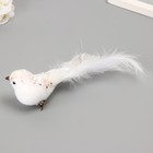 Фигурка-пушистик, декор на прищепке «Голубки с блестками и длинным хвостом», набор 2 шт., белые, 5×6×15 см - Фото 3