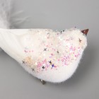 Фигурка-пушистик, декор на прищепке «Голубки с блестками и длинным хвостом», набор 2 шт., белые, 5×6×15 см - Фото 5