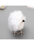 Фигурка новогодняя «Пушистик. Совенок в блестках», белый, 9×11×16 см - фото 49624840