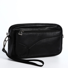 Сумка-клатч мужская на молнии, с карманами, 23×5×14 см, чёрная - Фото 3