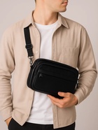 Сумка-клатч мужская на молнии, 2 наружных кармана, 23×5×14 см, чёрная - Фото 2