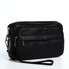 Сумка-клатч мужская на молнии, 2 наружных кармана, 23×5×14 см, чёрная - Фото 5