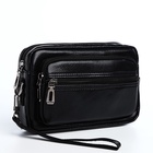 Сумка-клатч мужская на молнии, 2 наружных кармана 23×5×14 см, чёрная - Фото 4