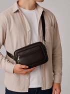 Сумка-клатч мужская на молнии, 2 наружных кармана, 23×5×14 см, тёмно-коричневая - Фото 2