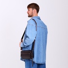 Сумка-клатч мужская на молнии, 2 наружных кармана, 23×5×14 см, тёмно-коричневая - Фото 3