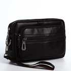 Сумка-клатч мужская на молнии, 2 наружных кармана, 23×5×14 см, тёмно-коричневая - Фото 5