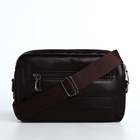 Сумка-клатч мужская на молнии, 2 наружных кармана, 23×5×14 см, тёмно-коричневая - Фото 8