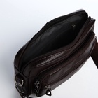 Сумка-клатч мужская на молнии, 2 наружных кармана, 23×5×14 см, тёмно-коричневая - Фото 9