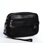 Сумка-клатч мужская на молнии с ручкой, 2 наружных кармана, 23×5×15 см, чёрная - Фото 5