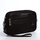 Сумка-клатч мужская на молнии, 2 наружных кармана, 23×5×15 см, тёмно-коричневая - Фото 5