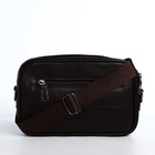 Сумка-клатч мужская на молнии, 2 наружных кармана, 23×5×15 см, тёмно-коричневая - Фото 7
