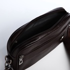 Сумка-клатч мужская на молнии, 2 наружных кармана, 23×5×15 см, тёмно-коричневая - Фото 8