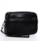 Сумка-клатч мужская на молнии с ручкой, наружный карман, 23×5×15 см, чёрная - Фото 5