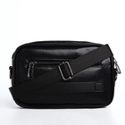 Сумка-клатч мужская на молнии с ручкой, наружный карман, 23×5×15 см, чёрная - Фото 8
