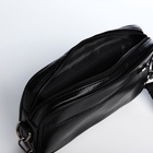 Сумка-клатч мужская на молнии с ручкой, наружный карман, 23×5×15 см, чёрная - Фото 9