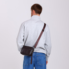 Сумка-клатч мужская на молнии с ручкой, наружный карман, 23×5×15 см, коричневая - Фото 6