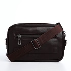 Сумка-клатч мужская на молнии с ручкой, наружный карман, 23×5×15 см, коричневая - Фото 8