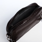 Сумка-клатч мужская на молнии с ручкой, наружный карман, 23×5×15 см, коричневая - Фото 9