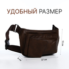 Поясная сумка на молнии, 3 наружных кармана, цвет коричневый - фото 7878741