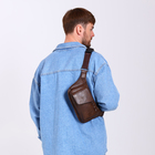 Поясная сумка на молнии, 3 наружных кармана, цвет коричневый - фото 9123560