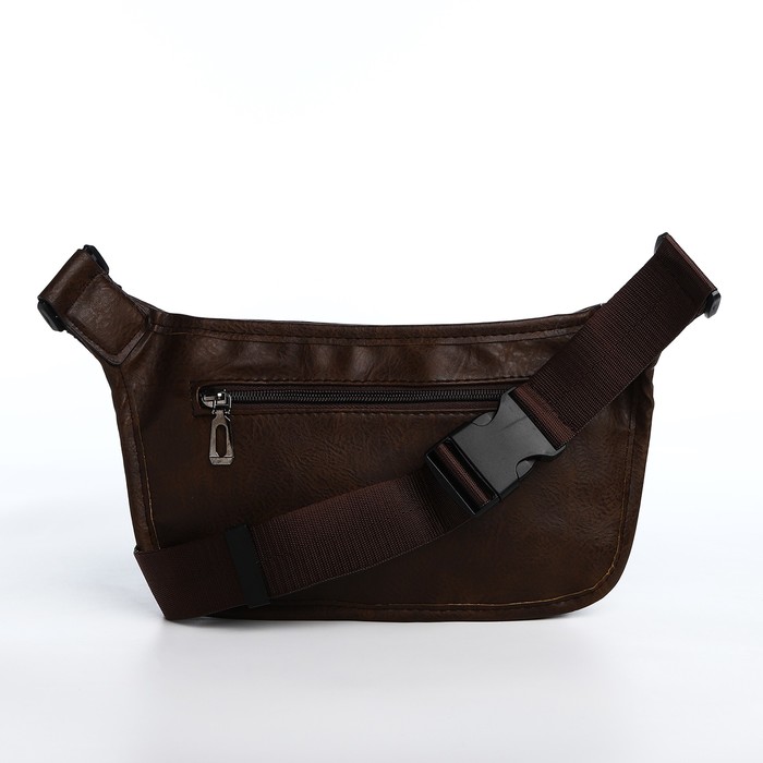 Поясная сумка на молнии, 3 наружных кармана, цвет коричневый