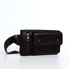 Сумка поясная на молнии, с наружными карманами, 26×1×14 см, коричневая - Фото 4