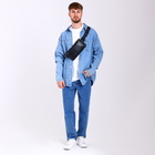 Сумка поясная на молнии, с 2 карманами, 26×1×14 см, чёрная - Фото 7