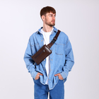 Сумка поясная на молнии, 3 наружных кармана, 26×1×14 см, коричневая - Фото 9