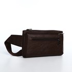 Сумка поясная на молнии, 3 наружных кармана, 26×1×14 см, коричневая - Фото 4