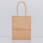 Пакет крафт без печати, круглая ручка, 15×11×6 см, 120 г 9918414
