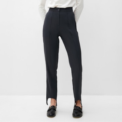 Брюки со штрипками женские MINAKU: Casual Collection, тёмно-серые, размер 48