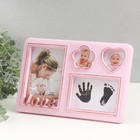 Фоторамка коллаж на 4 фото (1-10х15 см,1-13х9 см цветок,сердце), 27х18 см, светло-розовый - фото 24680349