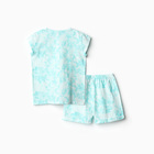 Комплект домашний женский (футболка/шорты), цвет бирюзовый мрамор, размер 48 - фото 24598864