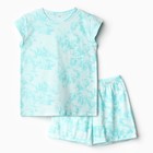 Комплект домашний женский (футболка/шорты), цвет бирюзовый мрамор, размер 48 - Фото 6