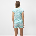 Комплект домашний женский (футболка/шорты), цвет бирюзовый мрамор, размер 50 - фото 23315657