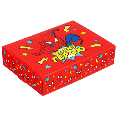 Подарочная коробка, складная "Моему герою" 21х15х5 см, Человек-паук