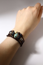 Браслет кожа «Хиппи» бусина, коричневый, d=6 см - Фото 4