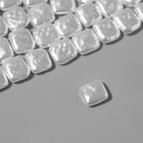 Бусины пластиковые на нити «Жемчуг», прямоугольник 1.1×1×0.5 см, набор 110 шт., цвет белый
