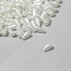 Бусины пластиковые «Жемчуг», капля 0.8×0.4×0.4 см, набор 10 г, цвет белый - Фото 2