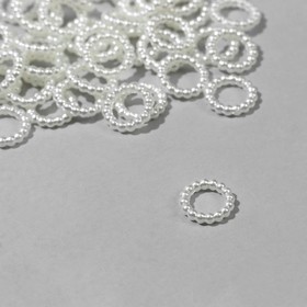 Бусины пластиковые «Жемчуг» кольцо 1×1×0,2 см, (набор 10 г), цвет белый