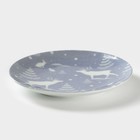 Тарелка новогодняя Добрушский завод «Зимний лес», d=17.5 см, фарфор, синяя - Фото 2