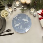 Тарелка новогодняя Добрушский завод «Зимний лес», d=17.5 см, фарфор, синяя - Фото 6