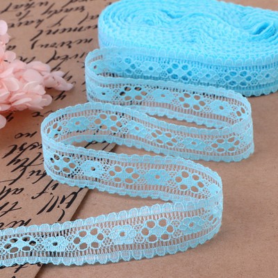 Кружево капроновое, 22 мм, 10±1 м, цвет голубой